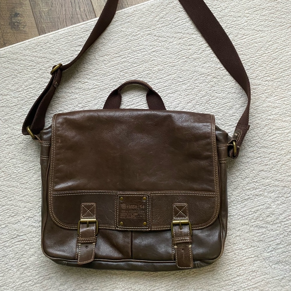 Fossil Leather Commuter Bag